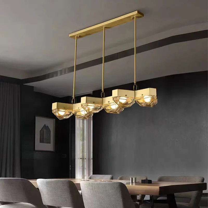 Decorative copper LED pendant light with adjustable hanging for living room