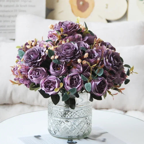 Pink silk peony bouquet for interior decoration - vue 5 sur 12