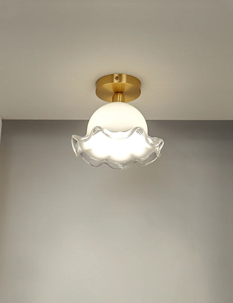 Modern ceiling light in antique glass and brass, unique and minimalist - vue 6 sur 7
