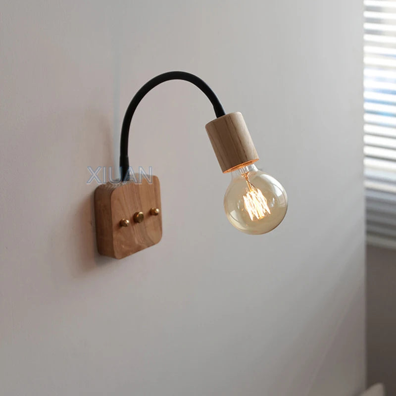 Wabi sabi style retro wall light with 360-degree flexible arm
