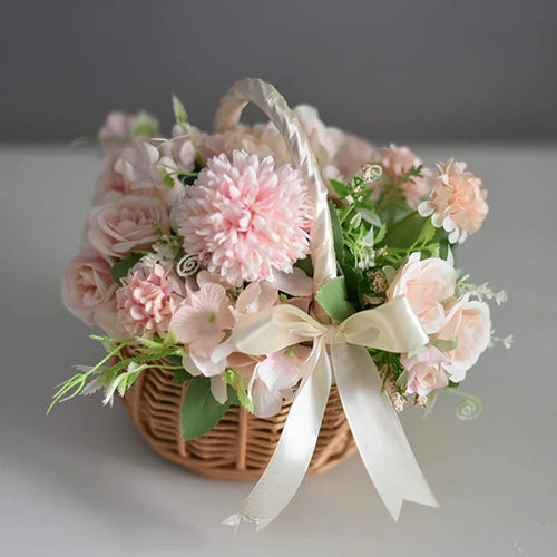 Hand-woven wedding flower basket for storage and picnics - vue 5 sur 10