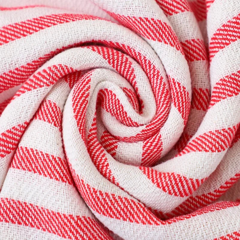 Turkish striped beach towel with tassels travel size - vue 6 sur 7