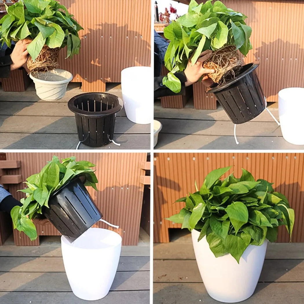 Automatic plastic plant pot with porcelain effect - vue 5 sur 12