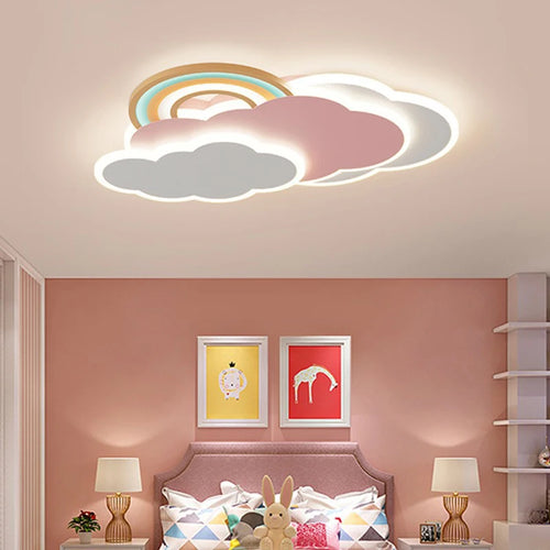 Romantic rainbow cloud ceiling lamp for princess with optional remote control - vue 6 sur 8