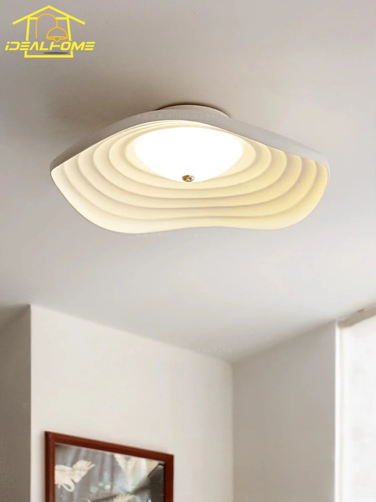 Retro LED lotus leaf resin ceiling light modern decor