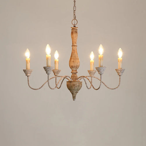 American rural vintage wooden chandelier for living room, dining room, bedroom, café or shop - vue 2 sur 8