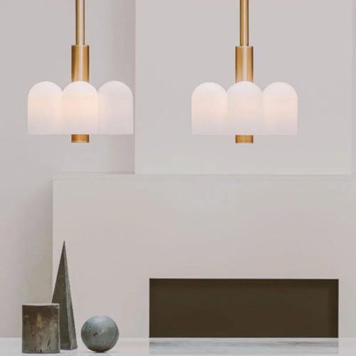 Art Deco style glass LED chandelier modern pendant lighting - vue 6 sur 13