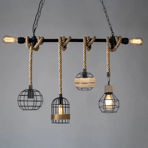 suspension industrielle en corde de chanvre pour décoration moderne - vue 2 sur 10