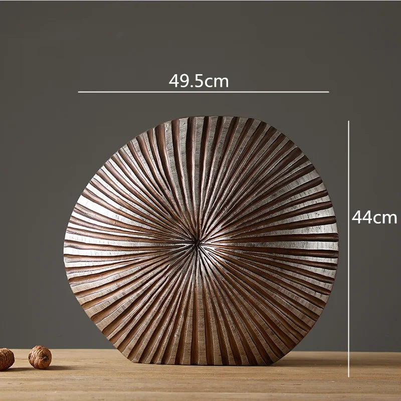 modern floral resin vase with wooden stripes