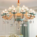 Modern luxury European retro crystal and ceramic chandelier