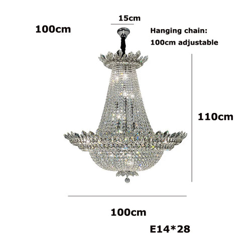 Dimmable LED K9 crystal chandelier modern design 2024 - vue 17 sur 16