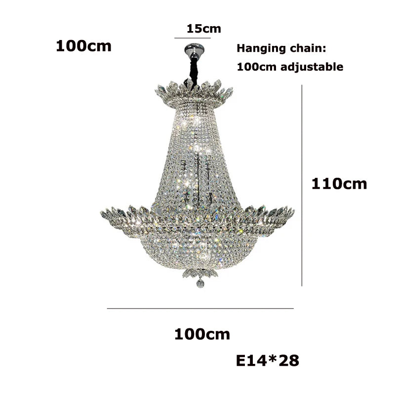 Dimmable LED K9 crystal chandelier modern design 2024 - vue 16 sur 16