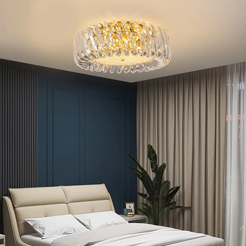 Artistic round dimmable crystal ceiling light - vue 6 sur 16
