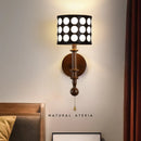 Retro medieval solid wood wall light with decorative polka dots