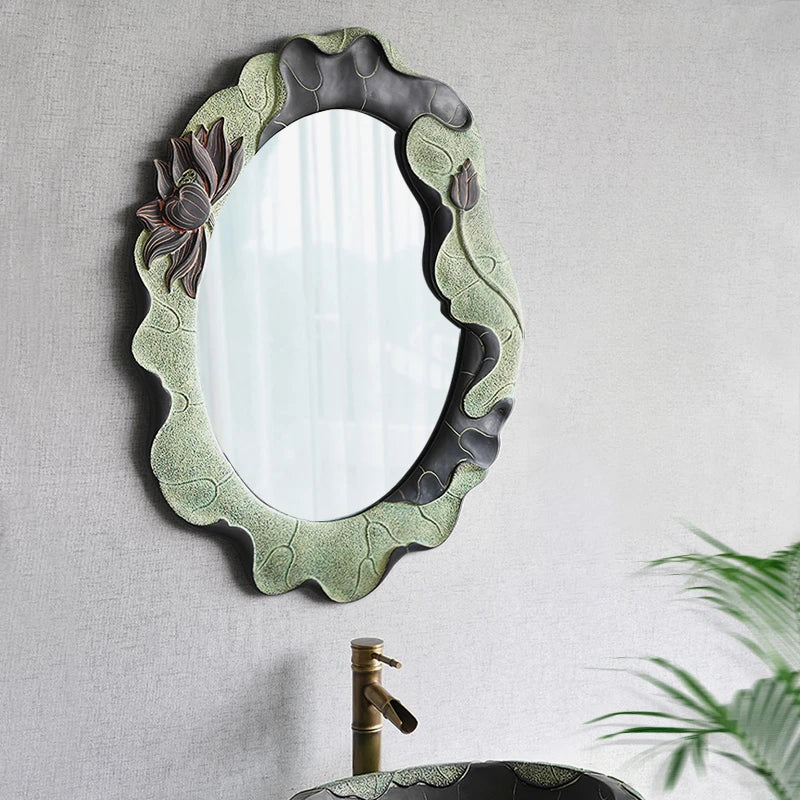 retro adhesive oval decorative mirrors for wall decoration - vue 4 sur 7