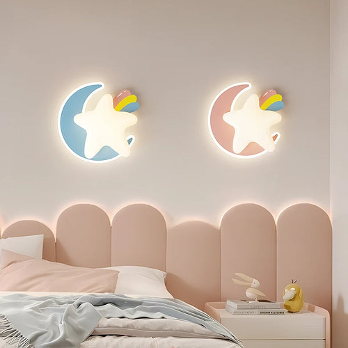 children's designer princess star wall light for bedroom - vue 2 sur 10