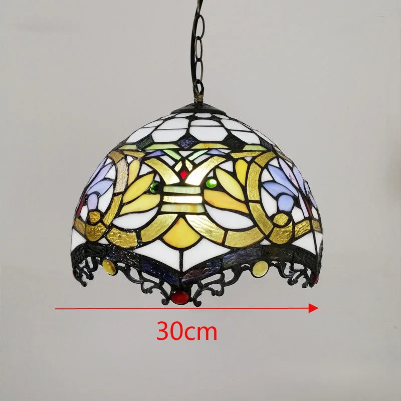 Tiffany stained glass chandelier Mediterranean style for elegant interiors - vue 11 sur 22