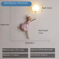 Pink resin princess wall lamp, decorative LED children's room light