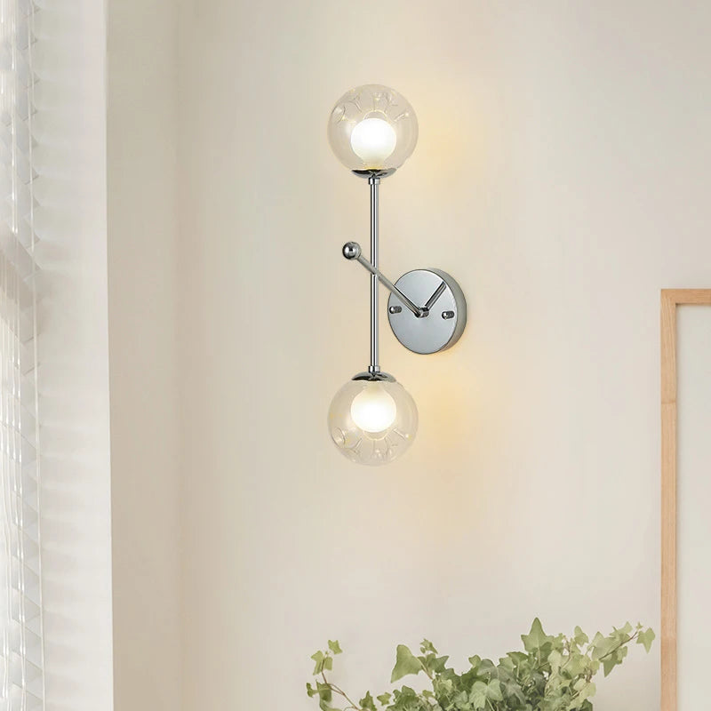 Up and down wall light with chrome metal and honeycomb glass