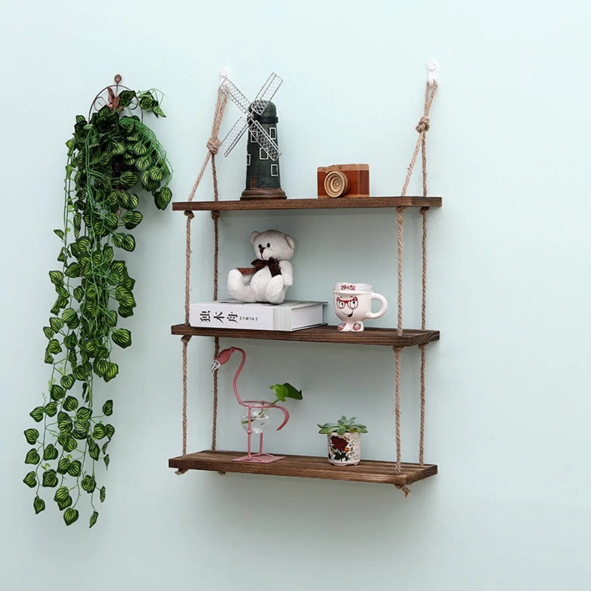 hanging wooden wall shelves for nordic decor
