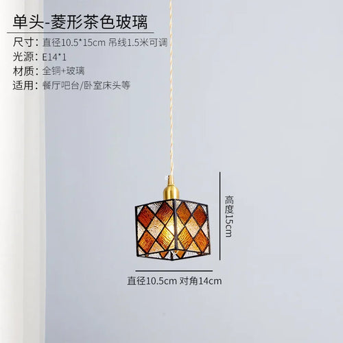 Tiffany style cube stained glass ceiling light indoor decor