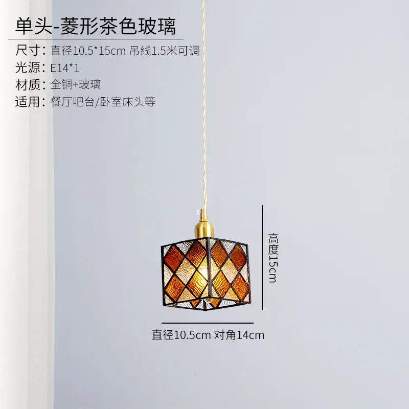 Tiffany style cube stained glass ceiling light indoor decor