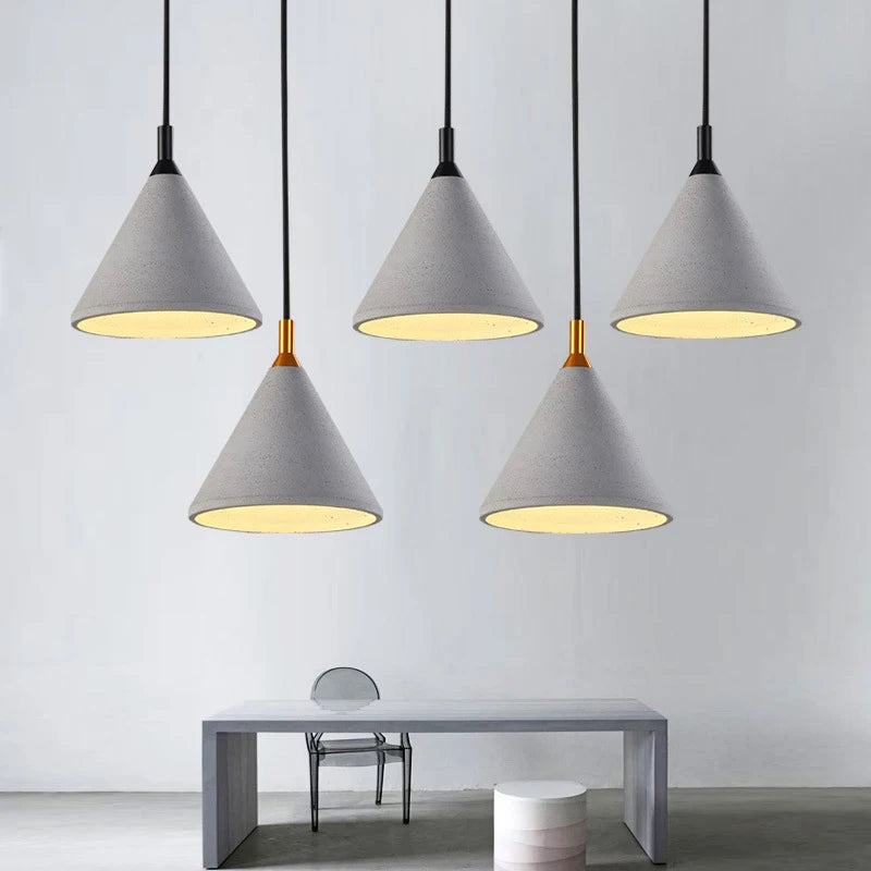 Vintage horn-shaped cement pendant light for industrial decor