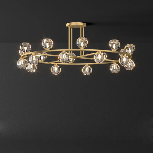 Art deco gold and black crystal designer ceiling light - vue 4 sur 24