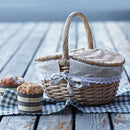 Handwoven wicker picnic basket for outdoor use