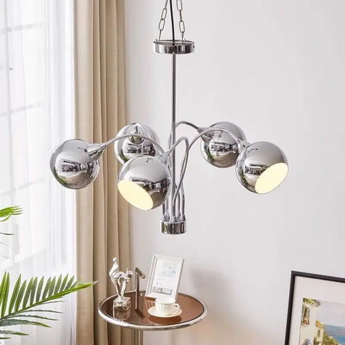Nordic chrome chandelier with decorative globe lamps - vue 4 sur 14