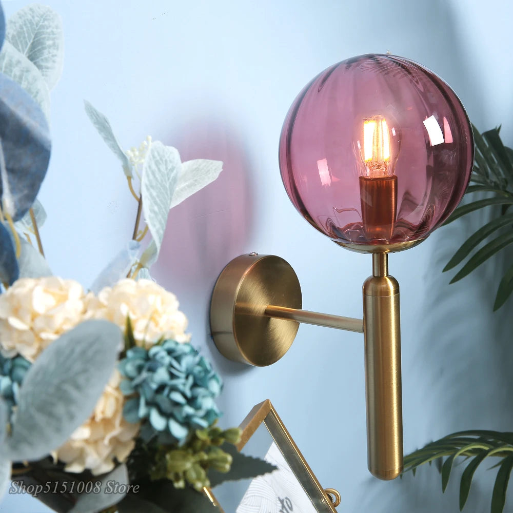 Nordic wall lamp modern bedroom glass ball LED wall light for bathroom, mirror, stairway