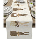 Linen table runner with rabbit and heart motifs for Easter