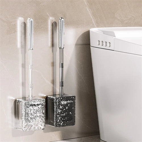 Suction cup glacier pattern toilet brush with long handle and wall mount - vue 2 sur 8