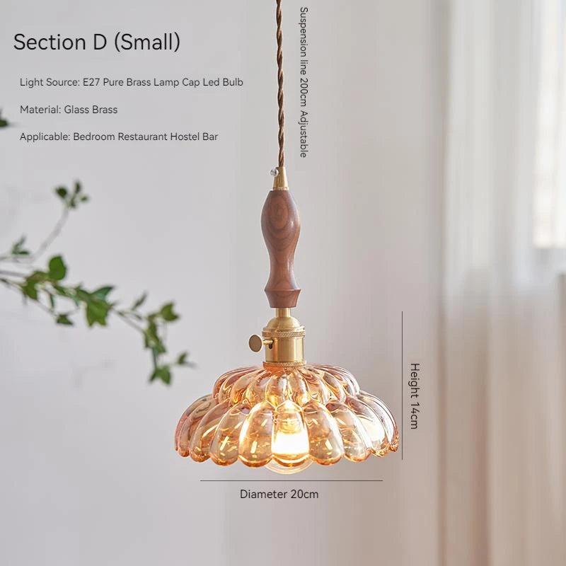 Nordic rustic glass pendant light with LED switch - vue 3 sur 15