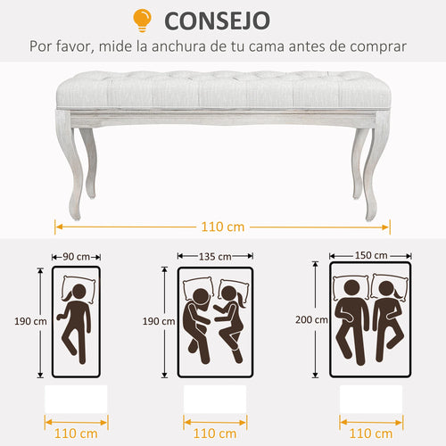 upholstered footboard stool with wooden legs - vue 4 sur 6