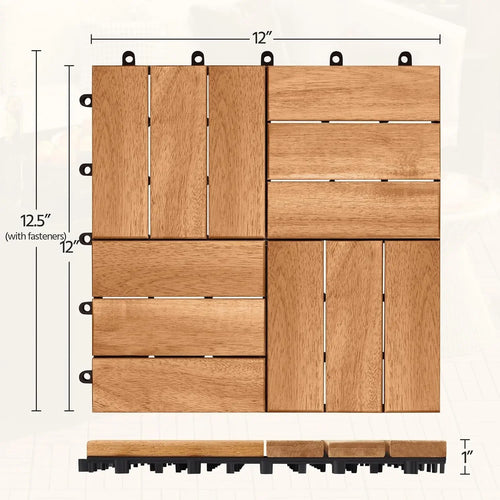 108-piece waterproof interlocking acacia deck tiles 30cm - vue 8 sur 7
