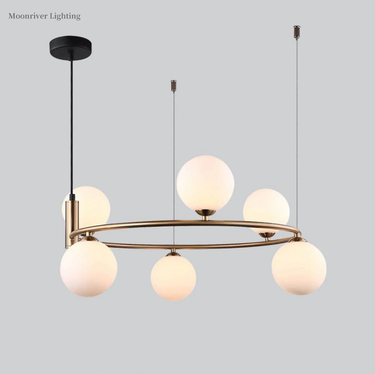 Minimalist white glass chandelier for modern interior decor