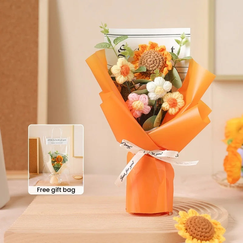 Handmade crochet sunflower bouquet for gifts and decorations - vue 13 sur 13