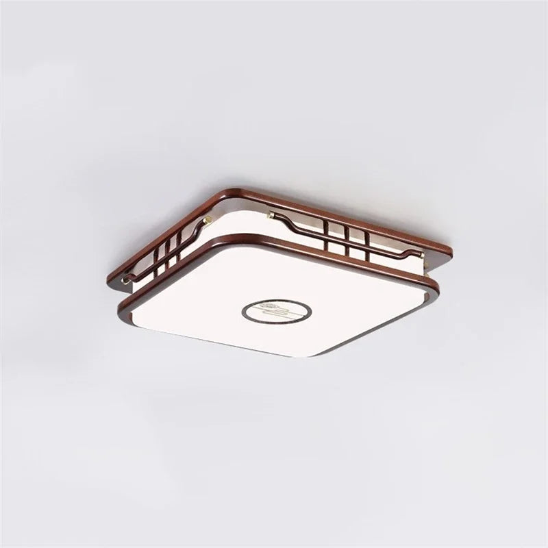 Modern solid wood Chinese style ceiling light with LED lamp