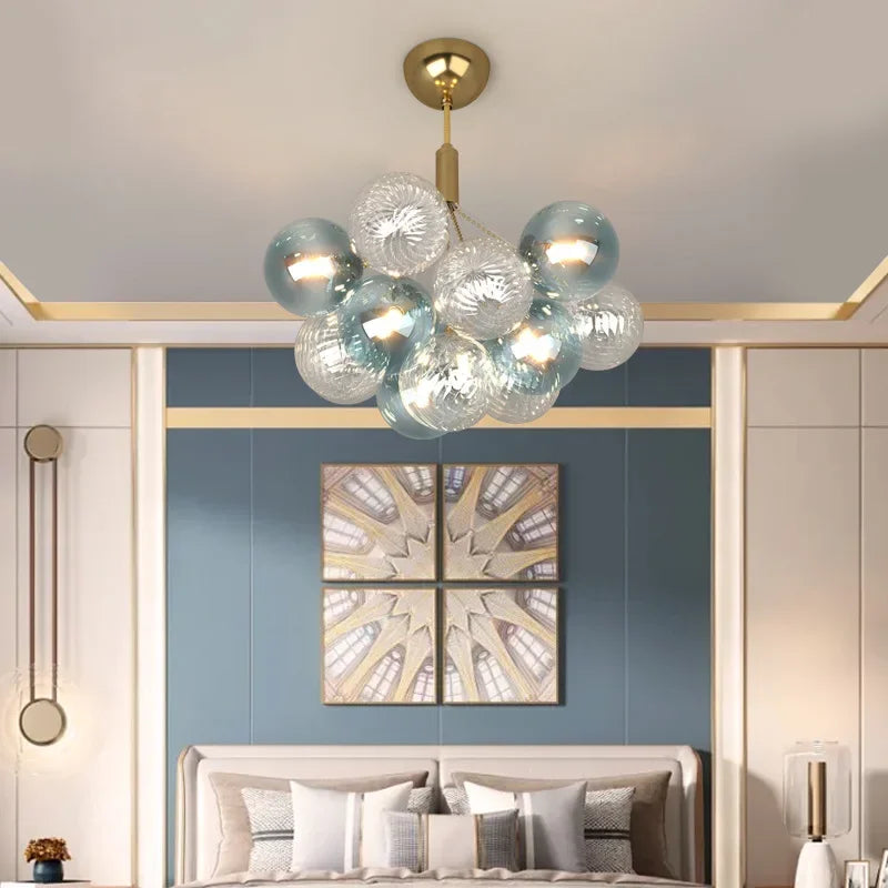 Modern multicolour glass ball ceiling chandelier luxury decor lighting