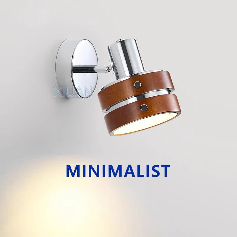 Bauhaus style wooden retro LED wall light for reading