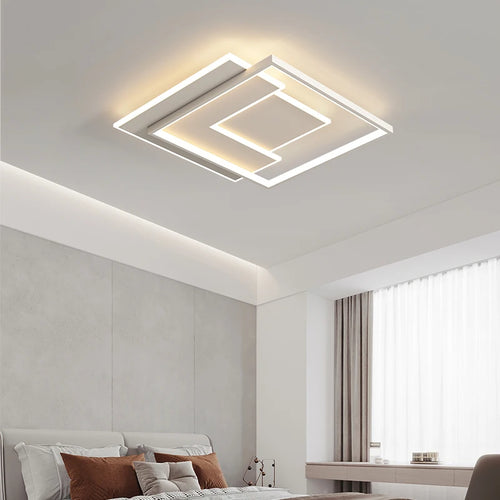 Minimalist geometric LED ceiling light rectangular and round - vue 4 sur 14