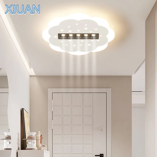 Simple ceiling light with white square spotlight and round cloud - vue 5 sur 12
