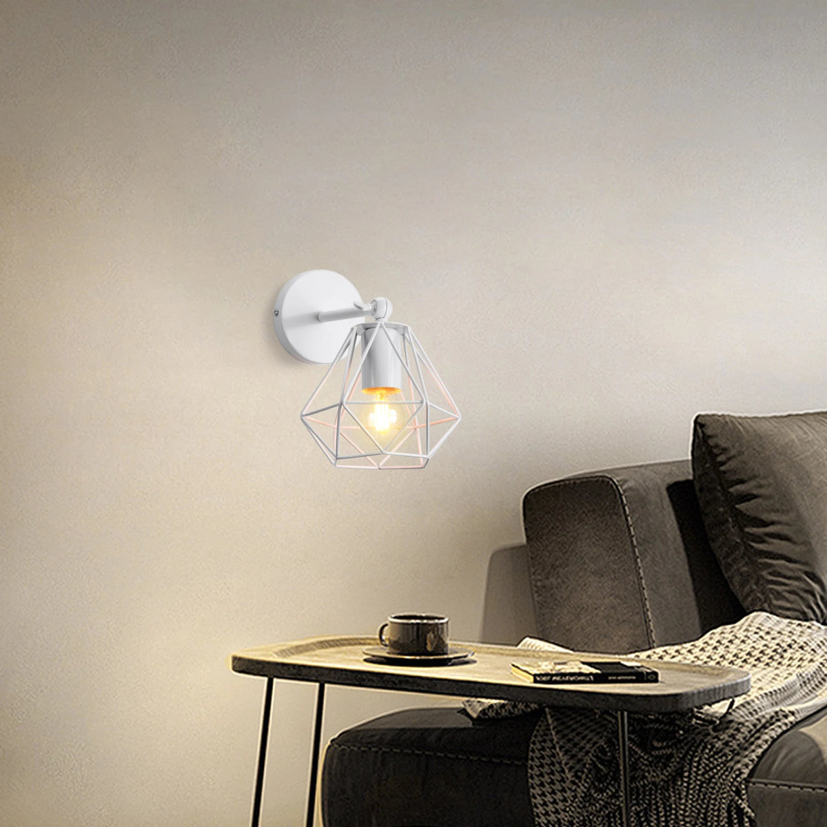 Industrial loft vintage cage LED wall light - vue 10 sur 10