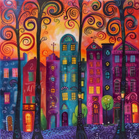 Landscape paint by numbers kit with frame for craft decoration