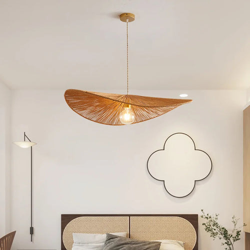 Asian style woven rattan pendant light for indoor lighting
