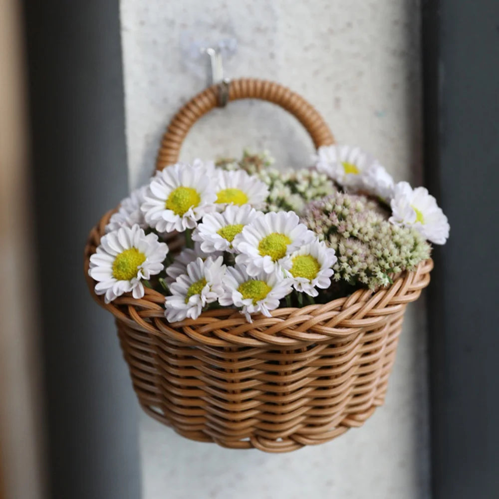 wicker hanging baskets for decorative storage and organization - vue 3 sur 12