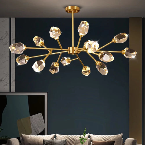 Copper and crystal chandelier for an elegant ambience - vue 4 sur 8