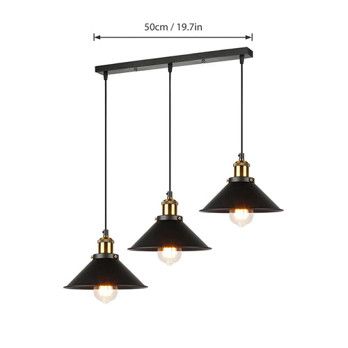 Retro industrial three-head pendant chandelier for home - vue 13 sur 16