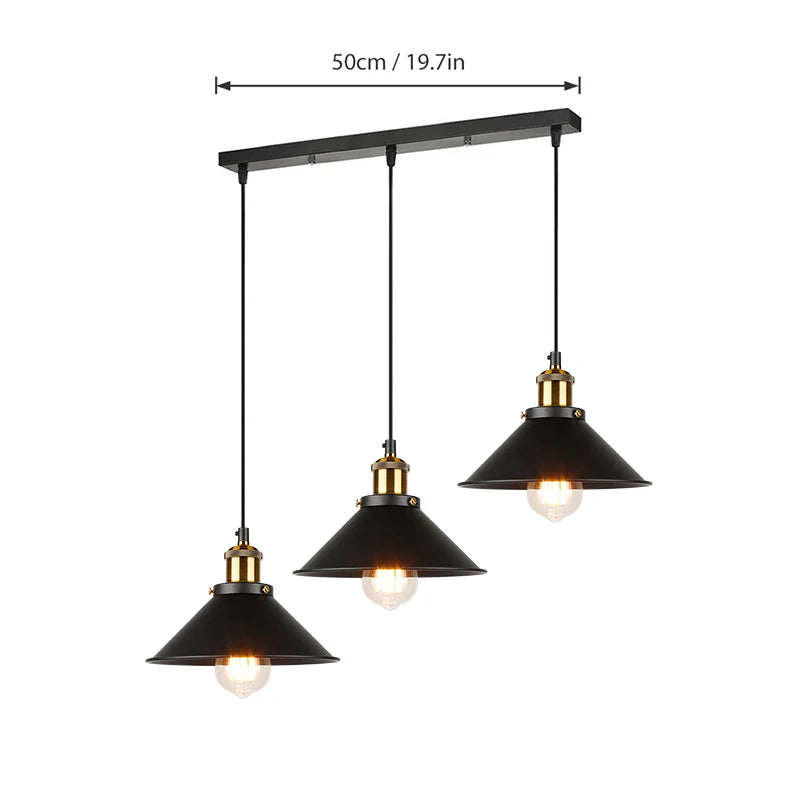 Retro industrial three-head pendant chandelier for home - vue 13 sur 16
